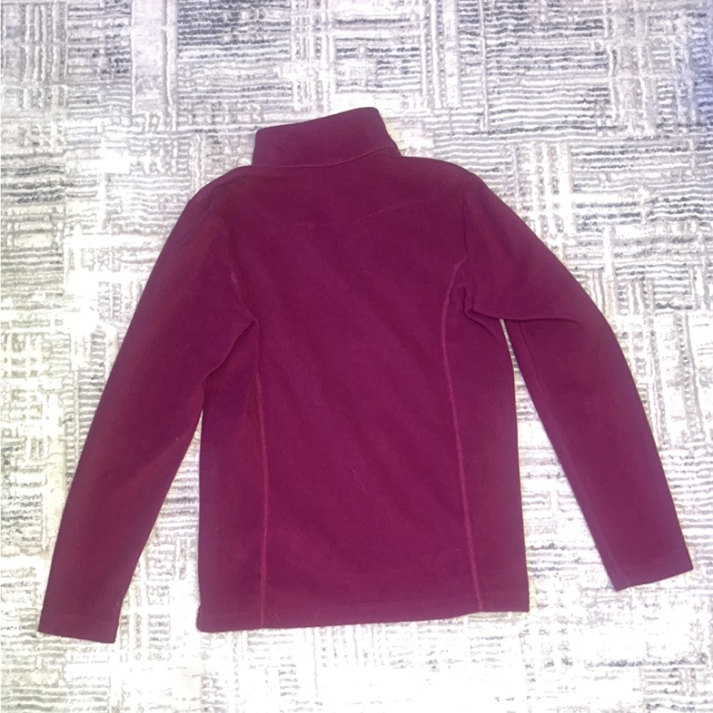 Land Ends fleece maroon quarter zip up jacket - Picture 2 of 3